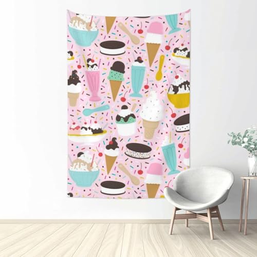 Tapisserie imprimée crème glacée grand format tenture murale chambre fille