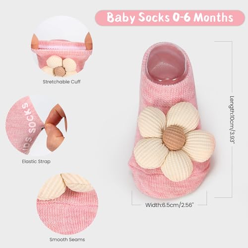 Baby Girl Socks for Baby Girl Gifts Stuff, 4pack Princess Low Cut Non-Slip Grips for Infant Newborn Socks Outfits, Christmas Gifts for Baby Accessories Item4