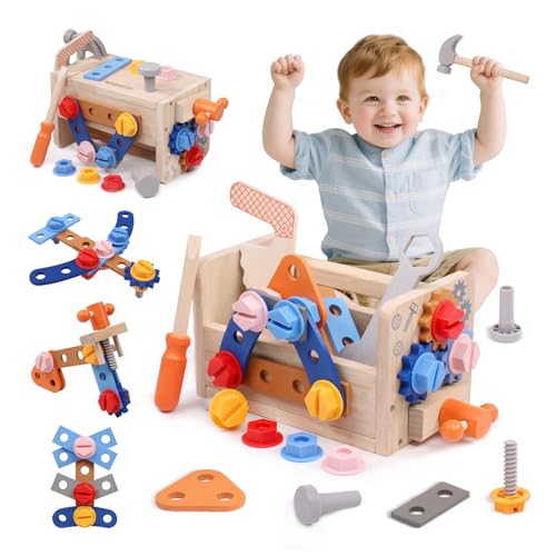 wotoyd Montessori Spielzeug Holzspielzeug 3 Jahre Werkzeugkoffer...