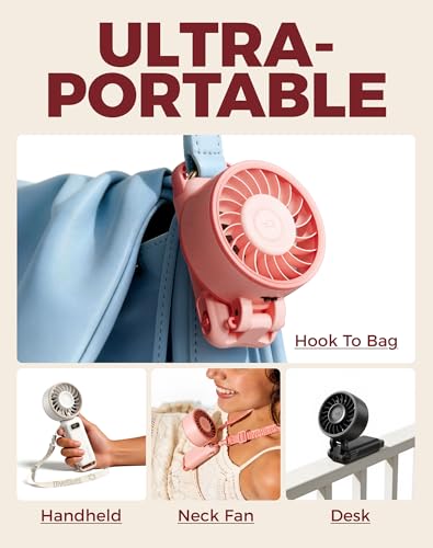 Image of Diveblues Portable Turbo Fan, 100 Speed Handheld Fan with Strong Airflow, Foldable 4 in 1 Personal Fan for Neck, Desk & Travel, USB-C Rechargeable, Lightweight for Summer, Concerts & Outdoor Use