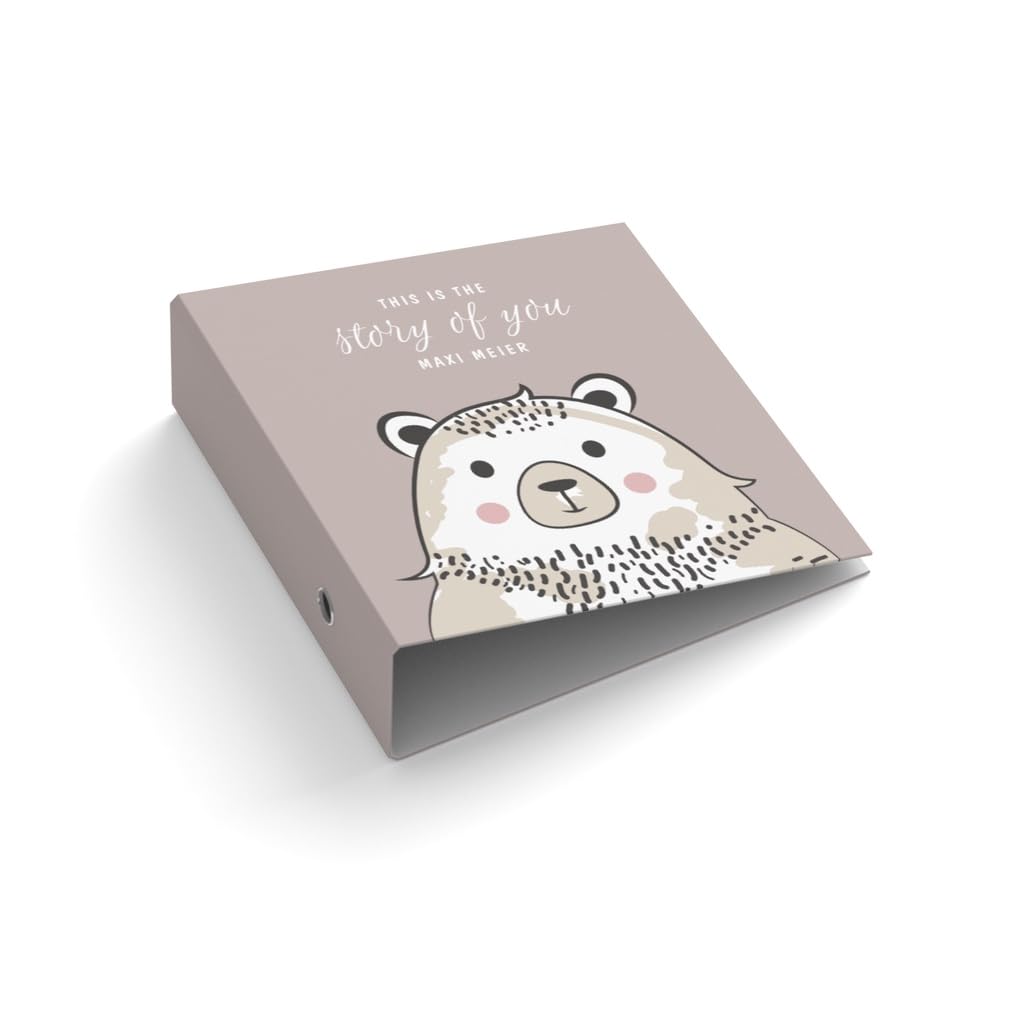 Ringordner | Ordner | personalisiert mit Wunschtext + Name | Bär | Story of you | Mit Griffloch | für DIN A4 | 7,4 cm breit | Erinnerungen | Kindheit | Memories