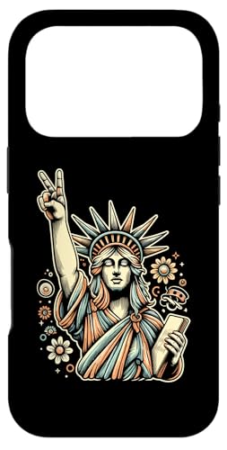 Hippie Statue of Liberty 4th of July Groovy Outfit Hippie �X�}�z�P�[�X iPhone 17 Pro �p