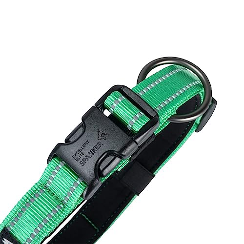 EXCELLENT ELITE SPANKER Reflective Dog Collar Classic Soft Padded Breathable Nylon Adjustable Pet Collar with Quick Release Buckle for Boy Girl Male Female Puppies Small Medium Large Dogs(L-GRN) - Image 4