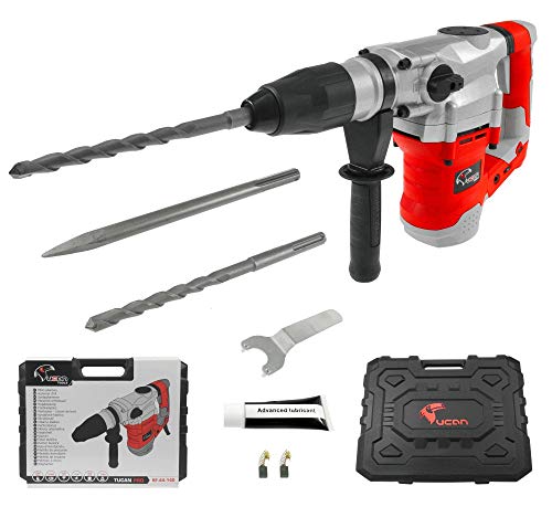 Rexxer | Tucan Bohrhammer SDS-Max | Bohrmaschine Set 1600 W | Abbruchhammer 10 Joule | 6 Variable Geschwindigkeit | 3530 BPM | Bohr-Ø Beton max: 40 mm | 2 m Kabel | inkl. Koffer, SDS Bohrer & Zubehör