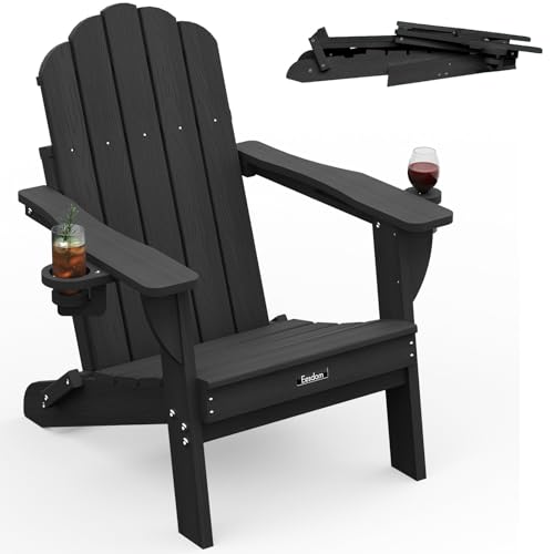 Eesdom Folding Adirondack Chair,All-Weather HDPE Fire...