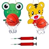 LGWJHCY Mini juego de baloncesto para niños – 2 aros de baloncesto y pelotas, dibujos animados tigre y rana, juguete deportivo portátil, interior para niños de edad 2, 3, 4, 5, 6, regalo de cumpleaños