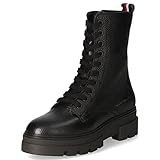 Tommy Hilfiger Damen Einfarbige Schnürstiefel Niedriger Stiefel, Schwarz, 38 EU