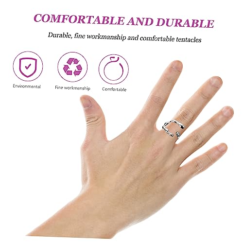 Bague ouverte argentée ajustable qui élimine le problème de taille de doigt - 4