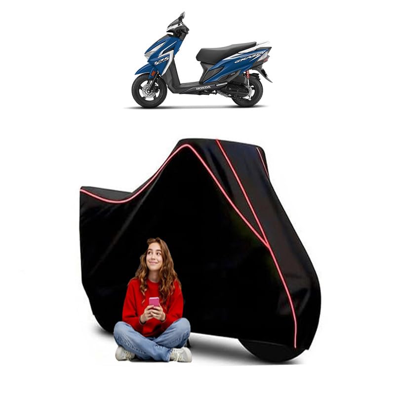 Image of Grazia Scooty Bike Cover Water Resistant Outdoor Use Universal Fit Scooters Motorcycles Heavy Duty UV Protection Dust Rain Scratch Resistant Elastic Bottom Black Blue Piping