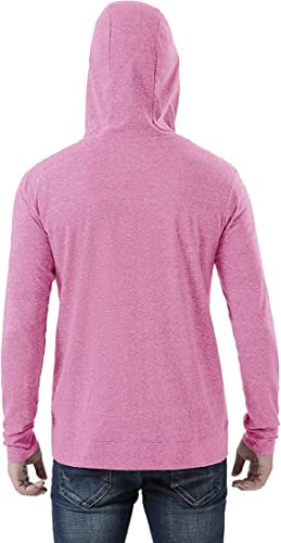 Liberty Imports Men's Lightweight Full-Zip Hoodie With Pockets, Ultrasoft Cotton Blend Casual Hooded Long Sleeve Zip Up Shirt (Pink, X-Large) #TOP4
