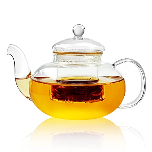 Glass Teapot With Infuser, 1000Ml Glass Tea Kettle With Removable Infuser For Blooming And Loose Leaf Tea, Gooseneck Tea Pot For Microwave And Stove Top, Gift Box For Tea Maker #TOP9