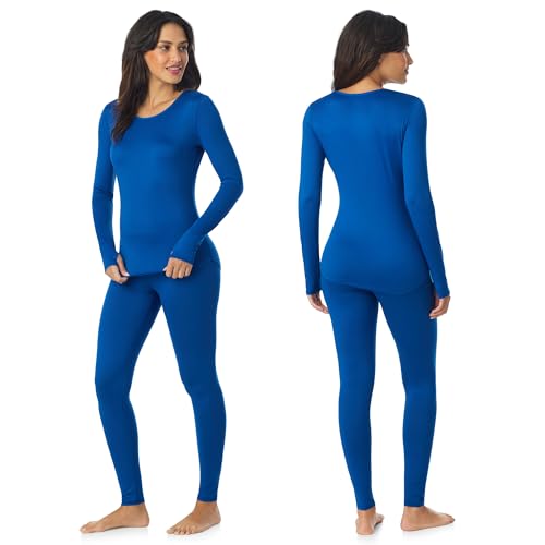 Image of Cuddl Duds Lightweight 2 Piece Active Base Layer Matching Sets for Women | Everyday Activewear, Long Sleeve Top & Leggings, Gym Workout & Fitness Clothes, Breathable Moisture Wicking Travel Lounge Set