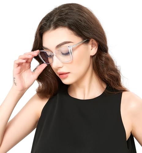 Image of 2 Pack Blue Light Blocking Glasses for Women, Oversized Trendy Cat Eye Computer Gaming Glasses Anti Glare & UV Glare RF6204 (Clear + Leopard Cateye Frame)
