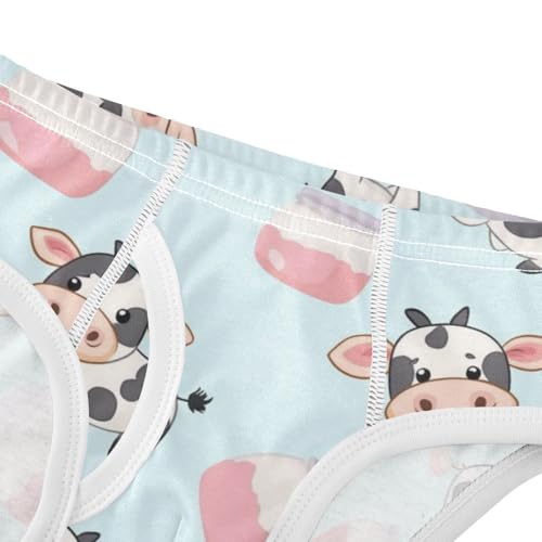 Wusikd Cute Cow Milk Boys' Underwear Cotton Cartoon Boys Briefs Soft Toddler Underwears 2T4