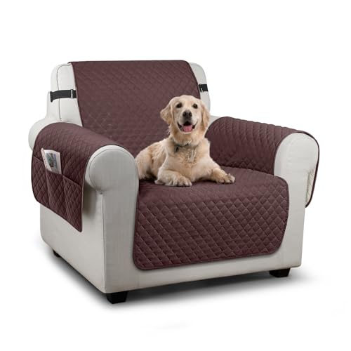 Image of TAOCOCO Sofa Slipcovers 1 Seater,Sofa Settee Covers with Storage Pockets,Non Slip Couch Covers,Washable Sofa Protector for Kids /Dogs /Pets(Chocolate)