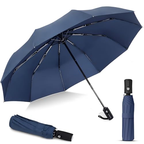 Image of PANCA Windproof Automatic Open Close Travel Umbrella for Men & Women | Compact 3 Fold Rain Umbrella with 8 Reinforced Ribs | Portable Folding Umbrella for Office, Travel & Outdoor