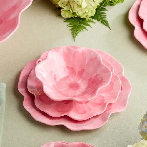 Wildflower Pink Melamine 3-D Floral All-Purpose Bowls, Set of 4, 7.5-Inch, Great for Soups, Salads, or Desserts, Perfect for Casual Entertaining and Cozy Gatherings by Certified International - Used condition - Image 2