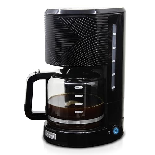 briebe Elegance Cafetière Filtre 10 Tasses Machine à Café, Filtre Permanent Réutilisable, Fonction Maintien au Chaud, Système Anti-goutte 1,25L, Noir