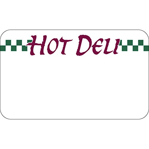 HUBERT Deli Tag Write on Style with Green Checks White Heat Resistant Merchandising Tag - 3 3/4 L x 2 1/4 H, 12/Bag