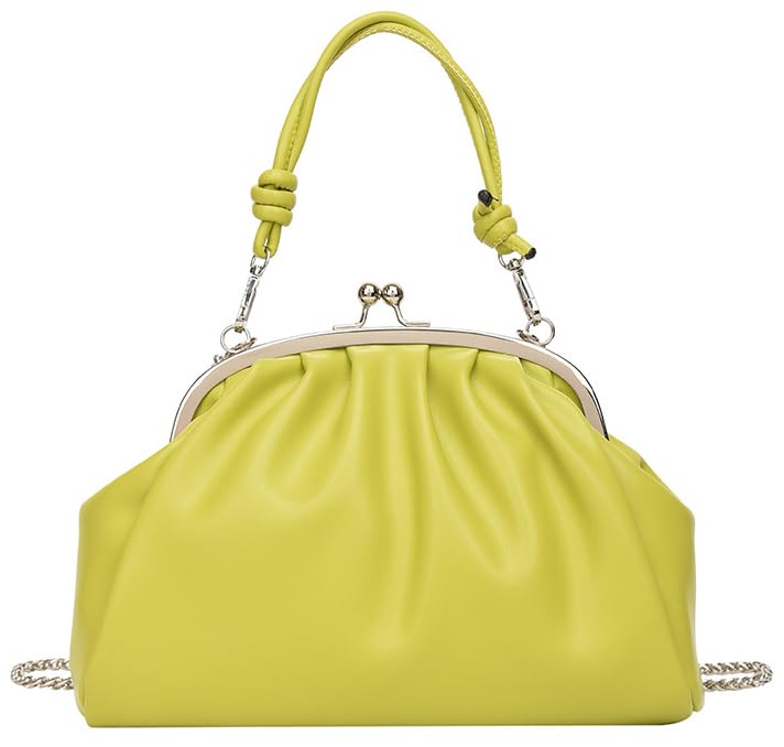 Clutch Purse for Women Soft Pleated PU Tote Shoulder Bag Formal Wedding Clutch Crossbody Handbag Kiss Lock Underarm Purse