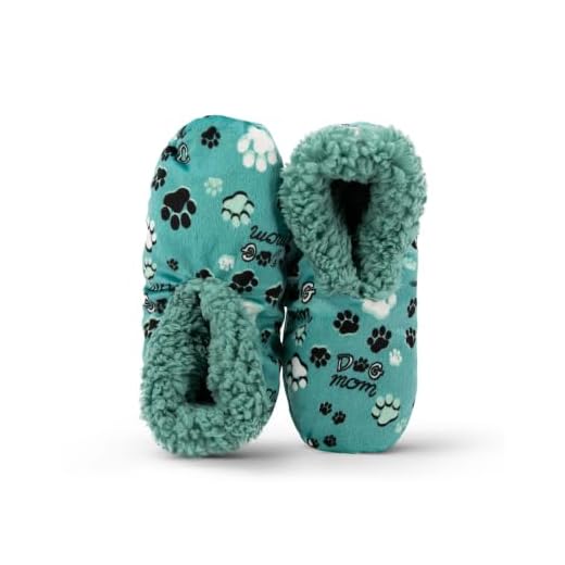Lazy One Fuzzy Feet Slippers for Women, Cute Fleece-Lined House Slippers, Cute Animal Designs (Dog Mom, L/XL)