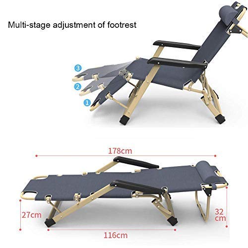 Chaise Longue inclinable, chaises Pliantes à gravité zéro, Fauteuil inclinable Gris avec Coussin et Repose-Pieds, Chaise Longue inclinable Pliable