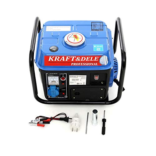Generador de corriente de 1200 W, 2 CV, 230 V, 12 V, silencioso, generador de corriente de gasolina, 1 fase para jardín, garaje, camping Kraft&Dele KD109