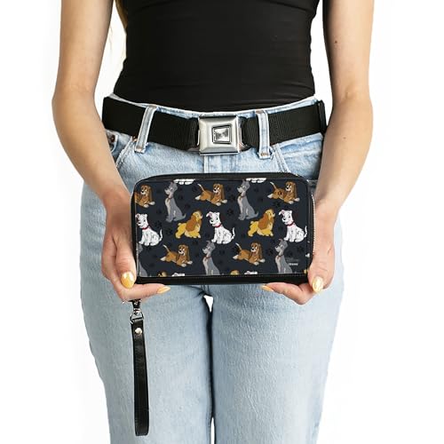 Buckle-Down Women's PU Zip Around Wallet Rectangle-Disney Dogs Collection, 7.5"x4.5"3