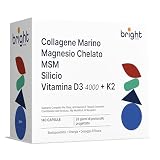 Collagene Marino con Acido Ialuronico, Magnesio Chelato, MSM, Silicio, Vitamina D3 e K2 - SmartAbsorb™ | per pelle, ossa e articolazioni | 28 bustine giornaliere