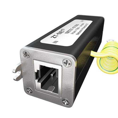 ZT-NET ZT-NET Ethernet Surge Protector Gigabit Mounting Flange Metal Shielded RJ45 Lightning...