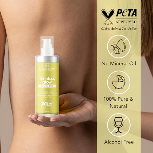 Image of Botanic Hearth Timeless Glow Anti-Aging Body Oil with Vegan Collagen & Stem Cell Extract | Firming Massage Oil for Youthful Glowing Skin | For Women & Men | 100ml