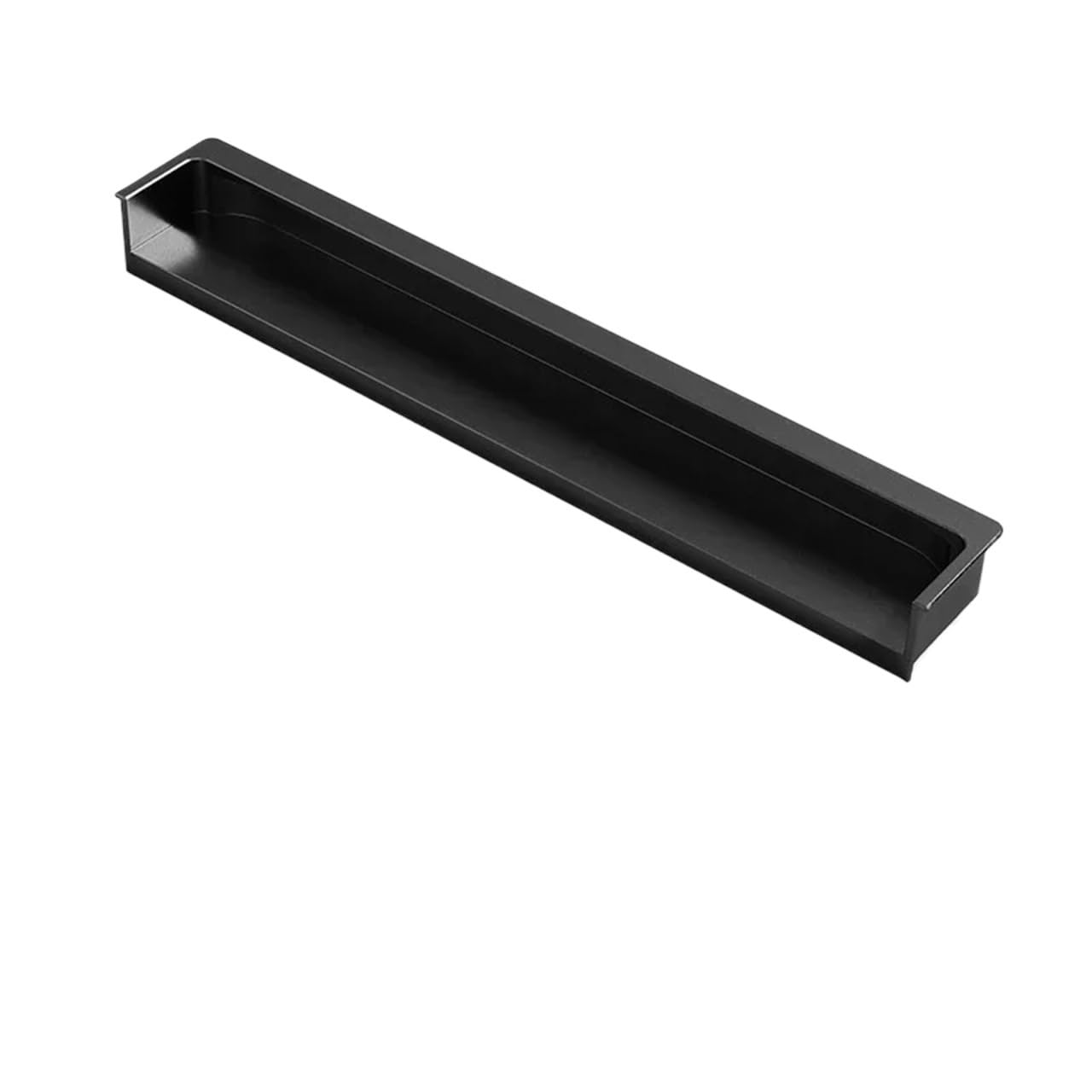 ATEUXOL Recessed Door Handles Drawer Door Cabinet Handle Skin Texture Slotted Embedded Same Color Dark Button(Dumb Black 200mm)