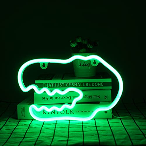 Image of Dinosaur Neon Sign Night Light, LoveNite USB & Battery Operated Glowing Neon Decorative Green Color LED Light Wall Decor for Room Party Bar Decorations (DinosaurC)