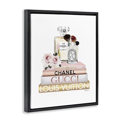Image of Glam Cosmetics Fashion Books, 24 x 30 Inch Canvas in Floater Frame | Stupell Industries . By Amanda Greenwood . Ready to hang once unboxed . Made in USA