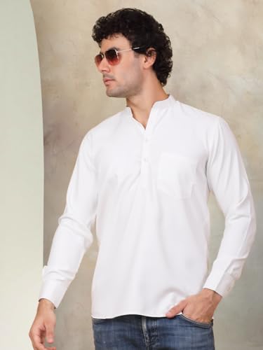 Image of Jompers Men's Cotton Regular Fit Solid Short Kurta
