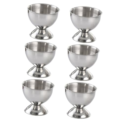 FUNOMOCYA 6 Pcs Stainless Steel Egg Holder Egg Rack Four-piece Egg Tray Egg Poacher Cups Egg Egg Tray Egg Stand Holder Poached Egg Cups Egg Serving Cup Mini Egg Cooker Egg Poachers Cup