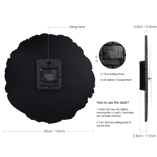 Lafocuse 12 Inch Black Wooden Rustic Wall Clock for Living Room Kitchen by Lafocuse - Used condition - Image 9