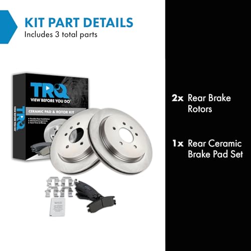 Image of TRQ Rear Brake Pad and Rotor Set Ceramic Vented Rotors Compatible with 2003-2004 Cadillac Seville