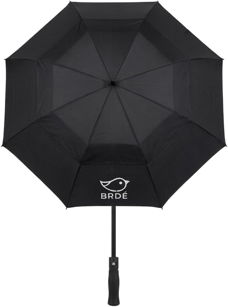 BRDE Luxury Golf Umbrella, Oversized 52", Matte Black | Double Canopy Windproof, Reinforced Fiberglass Frame, Ergonomic Grip, Rain & UV Protection