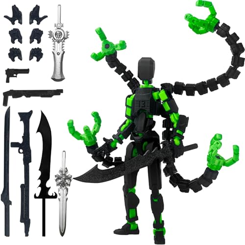 T13 Action Figure Already Assembled Accessories, T13 Multi-Jointed Movable,for Collectors Desktop Decorations t-13 Movability 3D Printed Toys (Black Green, 5.5inch)