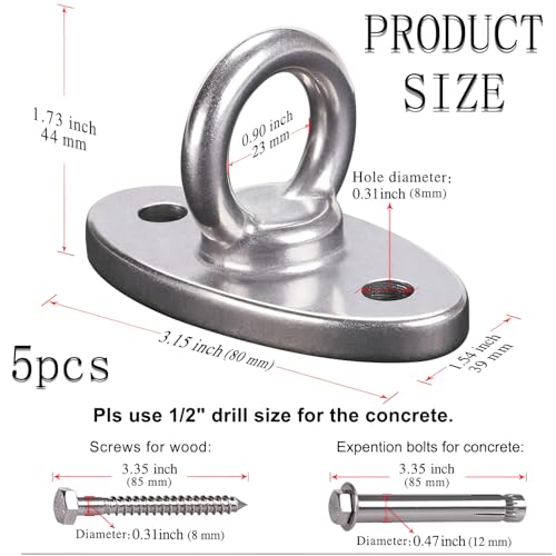 Deckenhaken Schwerlast,Boxsack Halterung,Deckenhaken,Boxsack Halterung,M8 Augplatte Schaukelhaken,Edelstahl Deckenhaken Schaukel, Für Holzbalken/Betondecken Yoga Boxsack Deckenhalterung, Bis 500kg