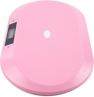Báscula digital para bebés y recién nacidos, con pantalla LCD, hasta 20 kg, color rosa, para mediciones exactas, toalla + regla, báscula electrónica para bebé/gatito/cachorro, Kg/Lbs/St, báscula