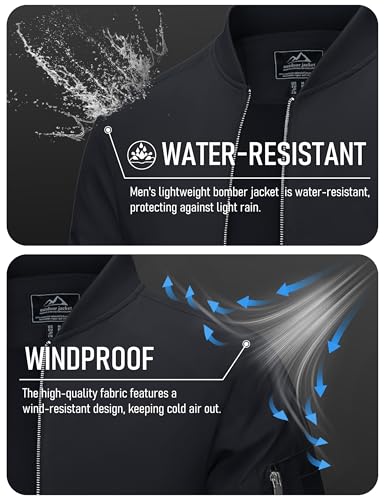 MAGCOMSEN Men's Bomber Jacket Lightweight Casual Windbreaker Spring Fall Zip Up Coat with 5 Pocket2