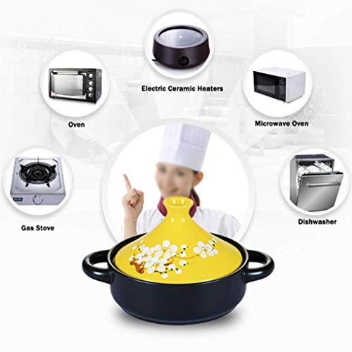 Myyingbin 7.9 Inches White Flower Painted Moroccan Tagine Pot Clay Ceramics Casseroles Slow Cooker With Anti-Scalding Handle Easy To Clean #TOP6