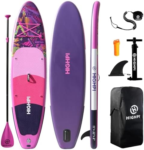 Highpi 11ft Inflatable Stand Up Paddle Board for Youth and Adults – Wide Sup with Premium Accessories, Blow Up Paddleboard for Surfing, Fishing, Yoga & More