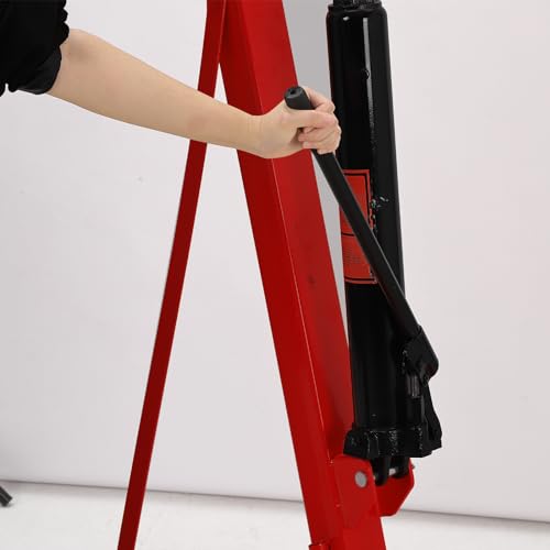 2 Ton Folding Engine Crane Engine Hoist Cherry Picker Ship Crane Heavy Duty Steel Lift Garage Workshop Auto Repair Foldable Stand 6 Caster (Red)
