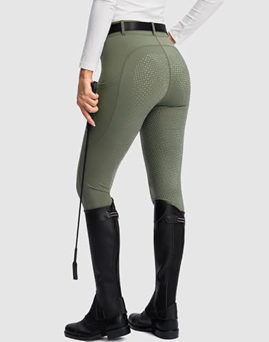 Santiny Women'S Horse Riding Pants Zipper Pockets Silicone Full-Seat Breeches Equestrian Schooling Tights For Women thumb #1