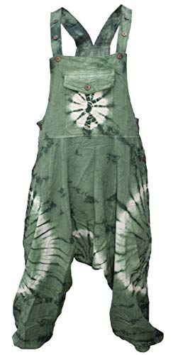 Salopette à entrejambe bas pour femme en motif tie-dye vert taille M