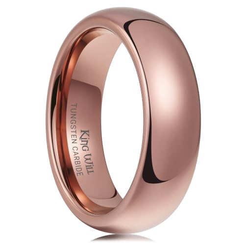 Image of King Will Men's Women's Tungsten Carbide Ring 24k Gold Plated Rose Gold Plated Domed Polished Finish Wedding Band