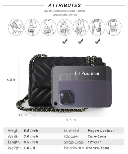Image of Designer Quilted Purse, Convertible Crossbody Shoulder Bags Women | Vegan Leather, 2.5L Capacity, Fits iPad mini /Kindle /Long wallet, Versatile for Casual /Dressy Outfit /Office /Everyday Use